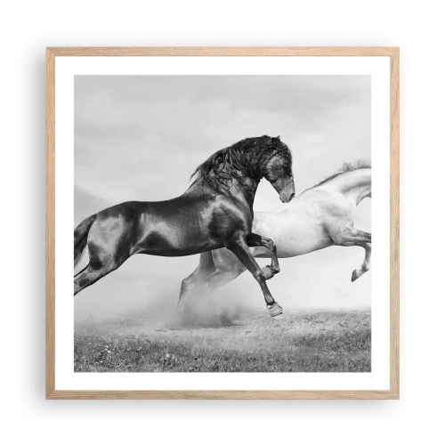 Een poster in een licht eiken lijst - Engelen en duivels - 60x60 cm