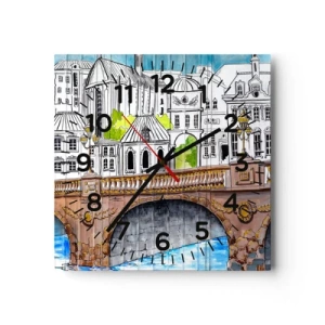 Wandklok - Klok - De stad als geschilderd - 30x30 cm