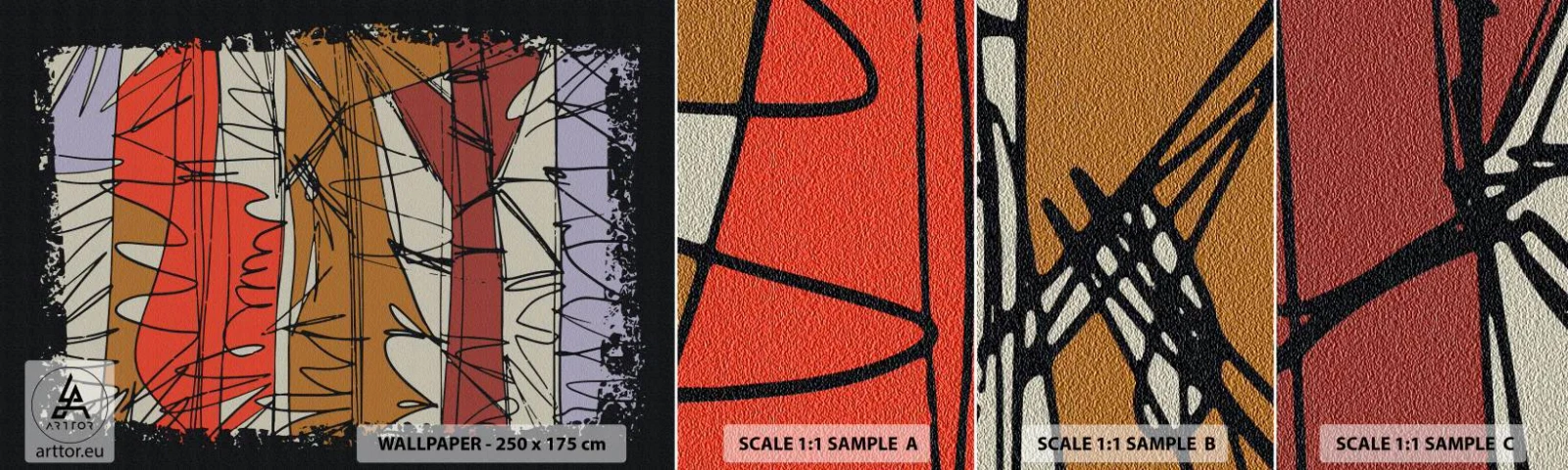 Fotobehang Staaltje Standard Eco - Spontane compositie - Abstractie, Deel, Krabbels - 100x30 cm