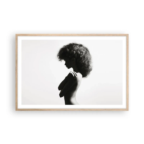 Een poster in een licht eiken lijst - Als een bloem op een slanke stengel - 91x61 cm