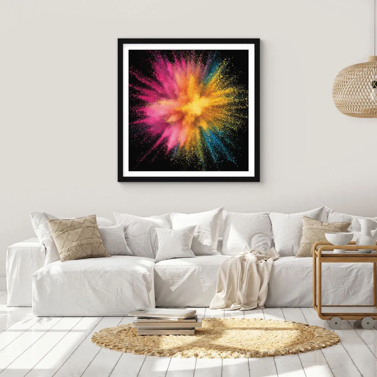 Poster in een zwarte lijst - De geboorte van kleuren - 30x30 cm