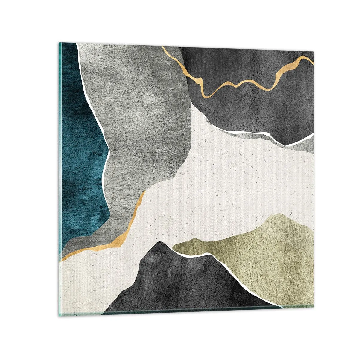 Schilderen op glas - Mozaïekcompositie met gouddraad - 60x60 cm