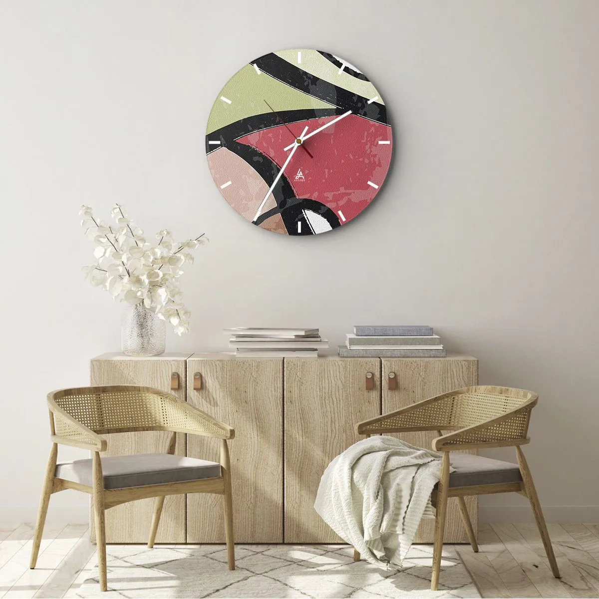 Wandklok - Klok - Pirouettes tussen kleuren - 30x30 cm