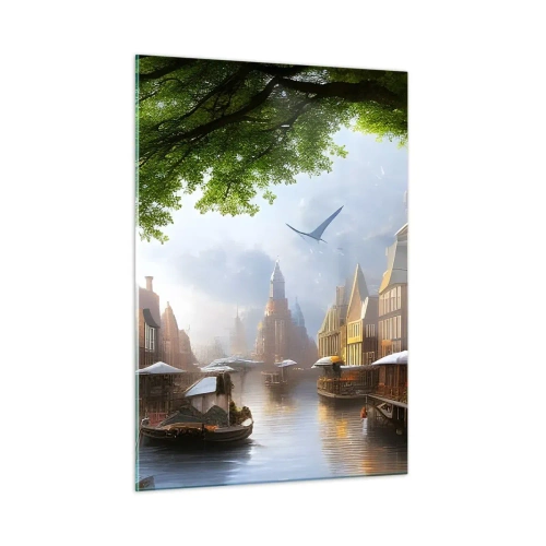 Schilderen op glas - Hollands stadsbeeld - 50x70 cm