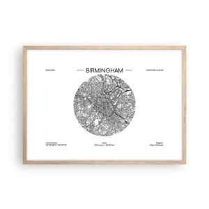 Een poster in een licht eiken lijst - Anatomie van Birmingham - 70x50 cm