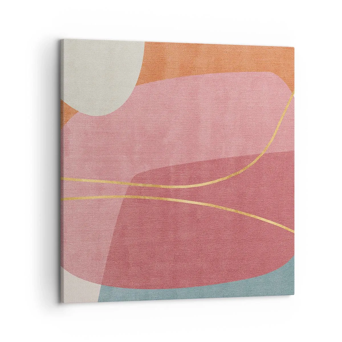 Schilderen op canvas - Pastelkleurcompositie met gouddraad - 50x50 cm