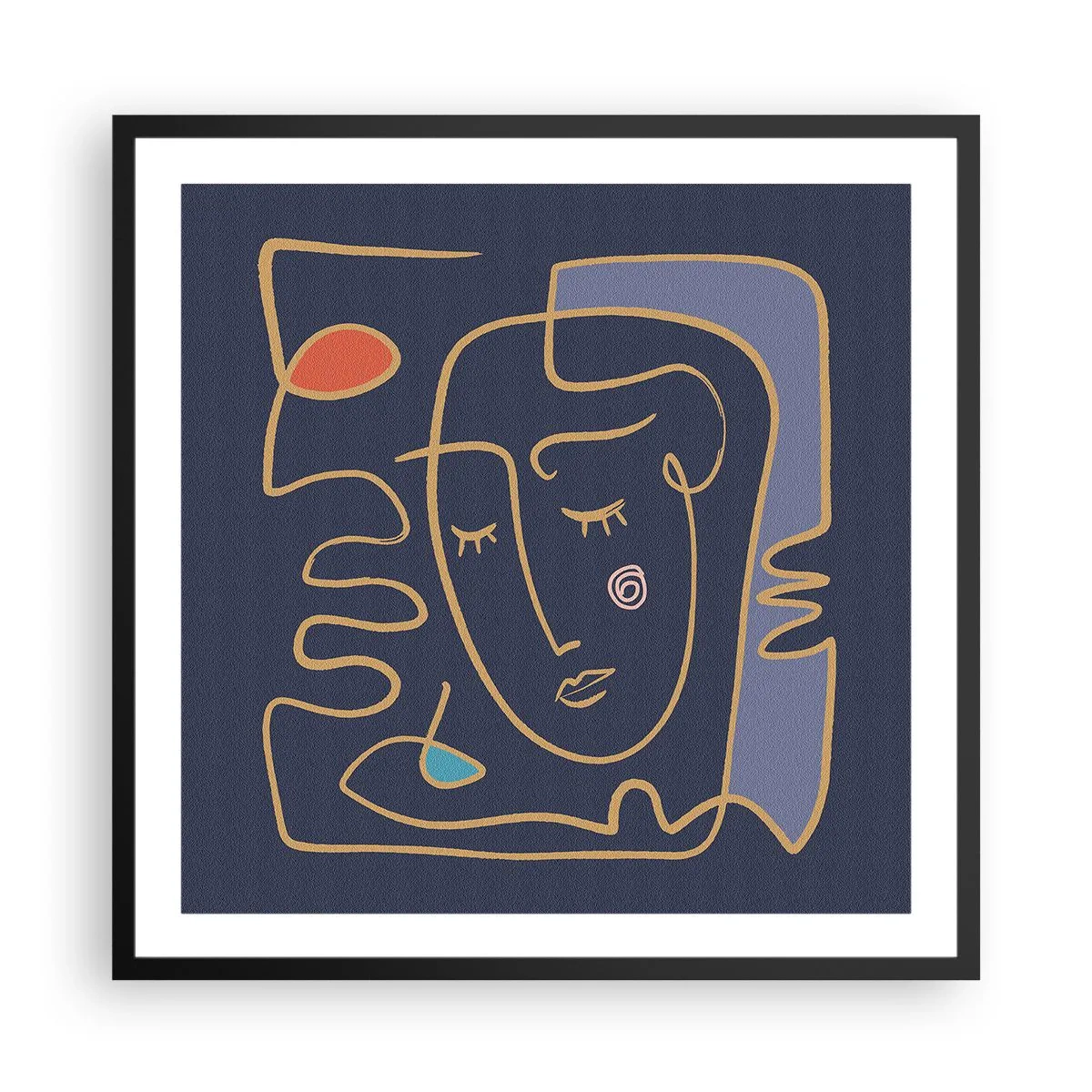 Poster in een zwarte lijst - In nadenken - 60x60 cm