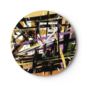 Wandklok - Klok - Dynamische abstracte lijnen en vormen in donkere en lichte tinten. - 30x30cm - Een scherp snijden - Moderne wanddecoratie voor woonkamer, keuken en slaapkamer ARTTOR