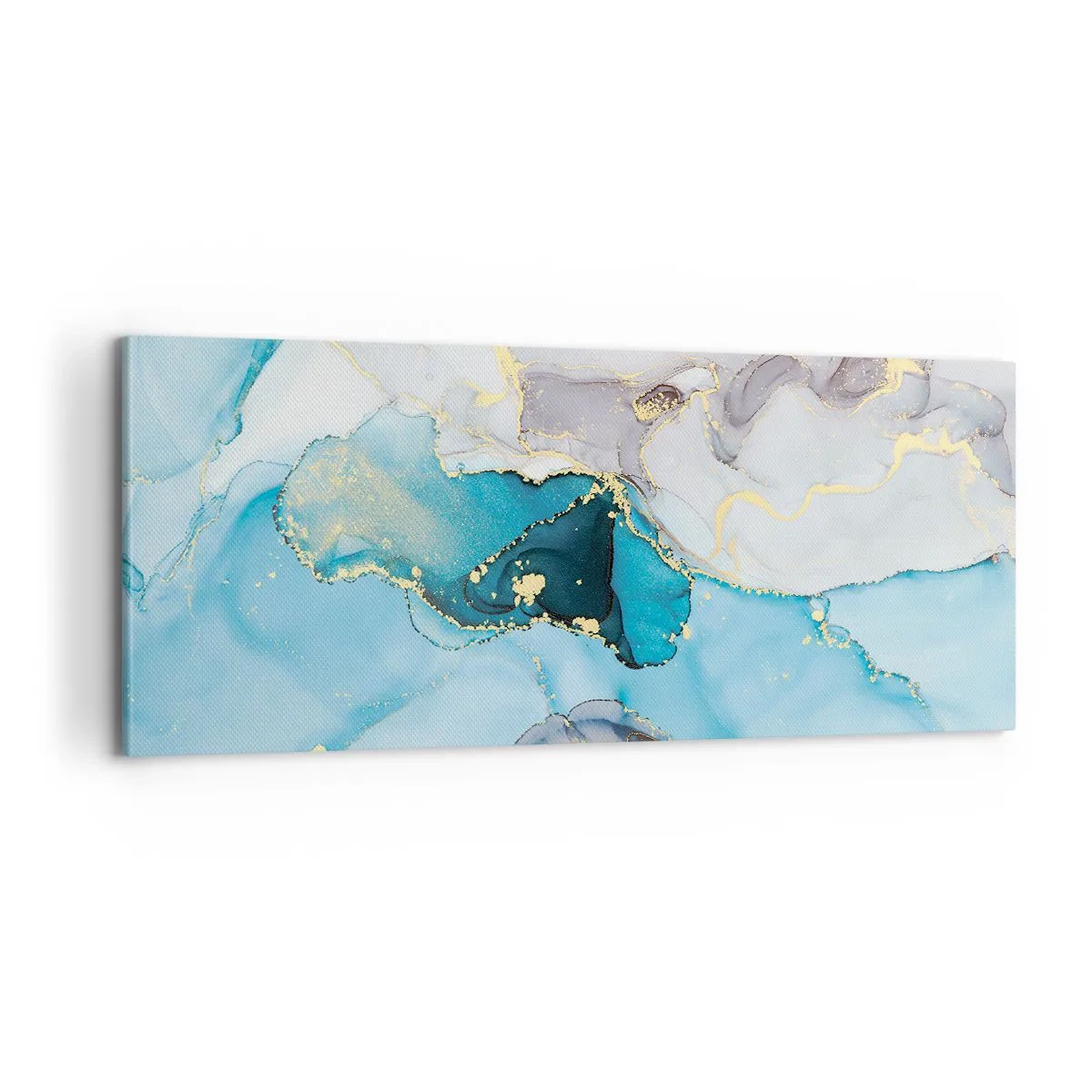 Schilderen op canvas - Een studie van de ontmoeting van grijs en turkoois - 100x40 cm