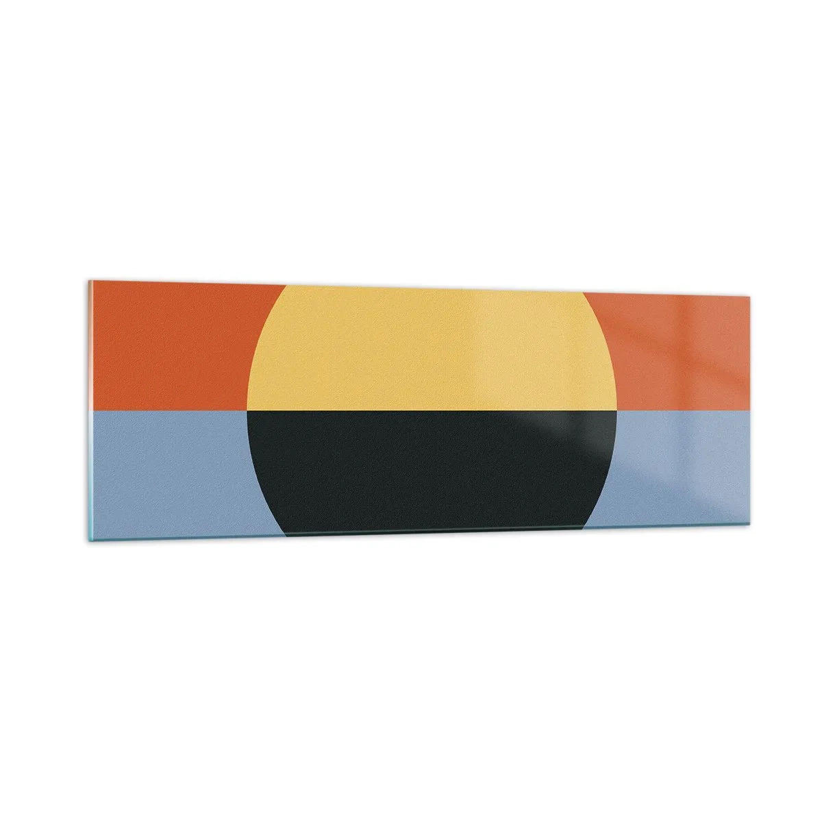 Schilderen op glas - Een compositie van warmte en koelte - 90x30 cm
