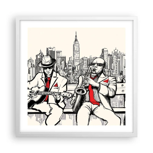 Poster in een witte lijst - Improvisatie van New York - 50x50 cm