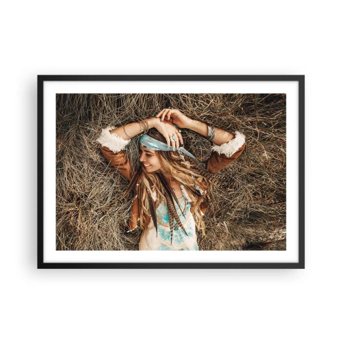 Poster in een zwarte lijst - Op weg naar de zomer van de liefde - 70x50 cm