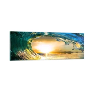 Schilderen op glas - In een smaragd-gouden kristal - 90x30 cm