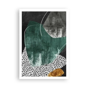 Poster - Kleurrijke abstractie met bladgoud - 70x100 cm