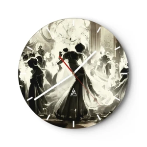 Wandklok - Klok - Gemaskerde balzaalfiguren dansen in een elegant interieur - 30x30cm - De grote maskerade - Moderne wanddecoratie voor woonkamer, keuken en slaapkamer ARTTOR
