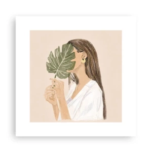 Poster - Mysterieus portret met een waaier - 30x30 cm