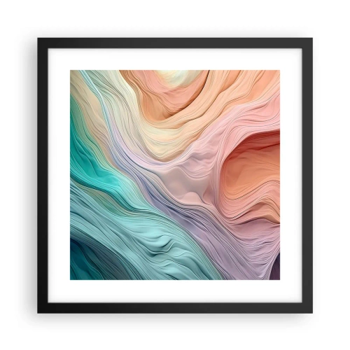 Poster in een zwarte lijst - Regenboog golf - 40x40 cm