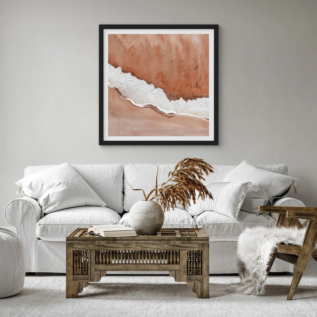 Poster in een zwarte lijst - In aardetinten - 40x40 cm