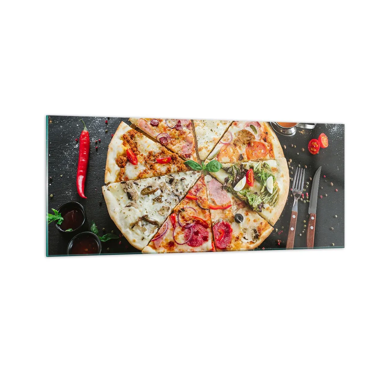 Schilderen op glas - Een scala aan smaken - 100x40 cm