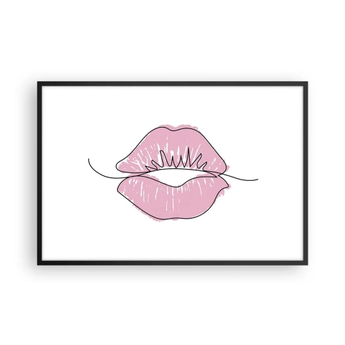 Poster in een zwarte lijst - Klaar om te kussen? - 91x61 cm