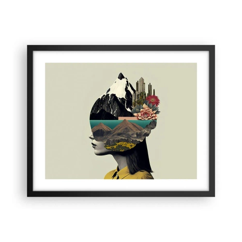 Poster in een zwarte lijst - Vrouw – altijd een mysterie - 50x40 cm