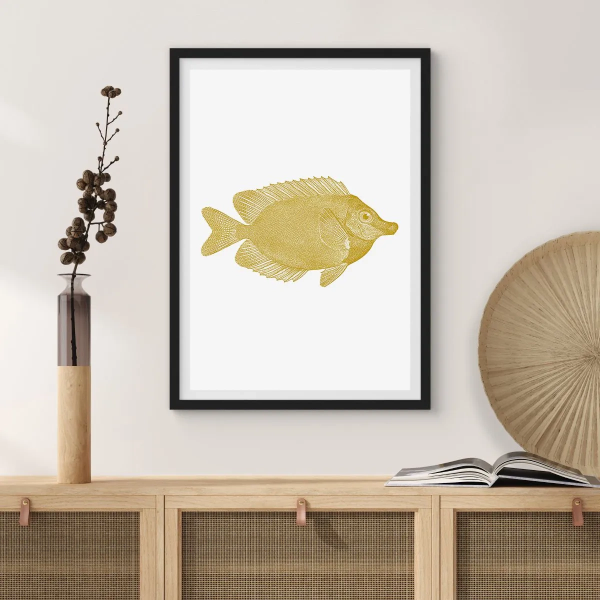 Poster in een zwarte lijst - Vis en dat is het - 70x100 cm