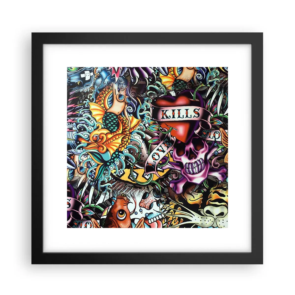 Poster in een zwarte lijst - De droom van de tatoeëerder - 30x30 cm