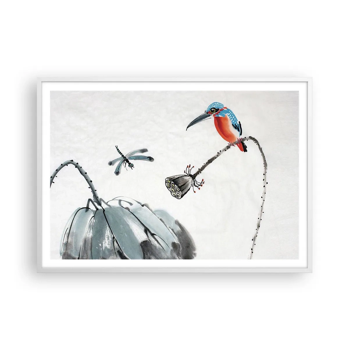 Poster in een witte lijst - Het leven van de weide - 100x70 cm