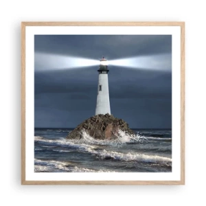 Een poster in een licht eiken lijst - Hier... hier... hier! - 60x60 cm