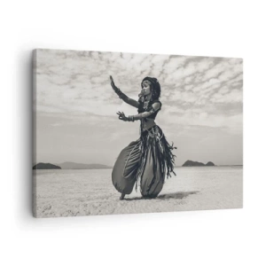 Schilderen op canvas - Exotische danseres tegen een woestijnachtergrond - 70x50cm - De dans van de zuidelijke eilanden - Moderne wanddecoratie voor woonkamer en slaapkamer ARTTOR