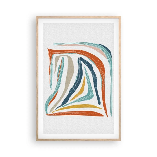 Een poster in een licht eiken lijst - Abstractie met een vriendelijke glimlach - 61x91 cm