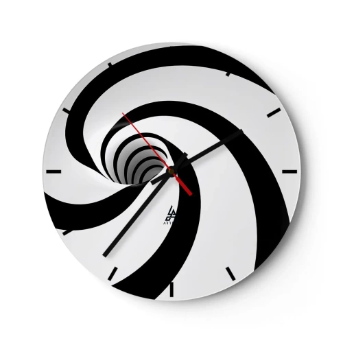 Wandklok - Klok - Dynamische zwart-witte spiraal - 30x30cm - Toegeven aan de draaikolk? - Moderne wanddecoratie voor woonkamer, keuken en slaapkamer ARTTOR