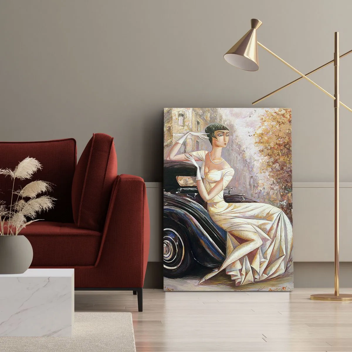 Schilderen op canvas - Elegantie in retrostijl - 55x100 cm