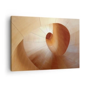 Schilderen op canvas - Abstracte spiraal in tinten hout en lichtbruin - 70x50cm - Architecturale serpentijn - Moderne wanddecoratie voor woonkamer en slaapkamer ARTTOR