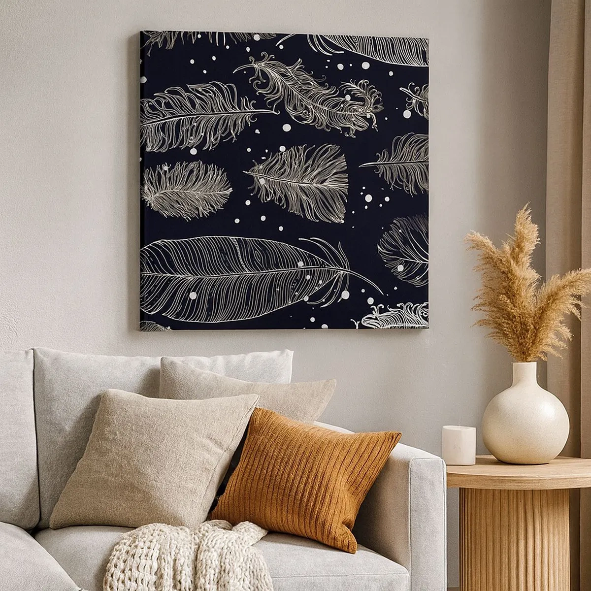 Schilderen op canvas - Gevederde kant - 30x30 cm