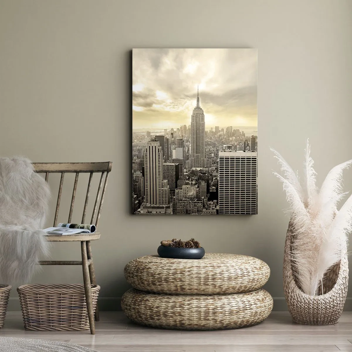 Schilderen op canvas - New York geweven van grijs - 45x80 cm