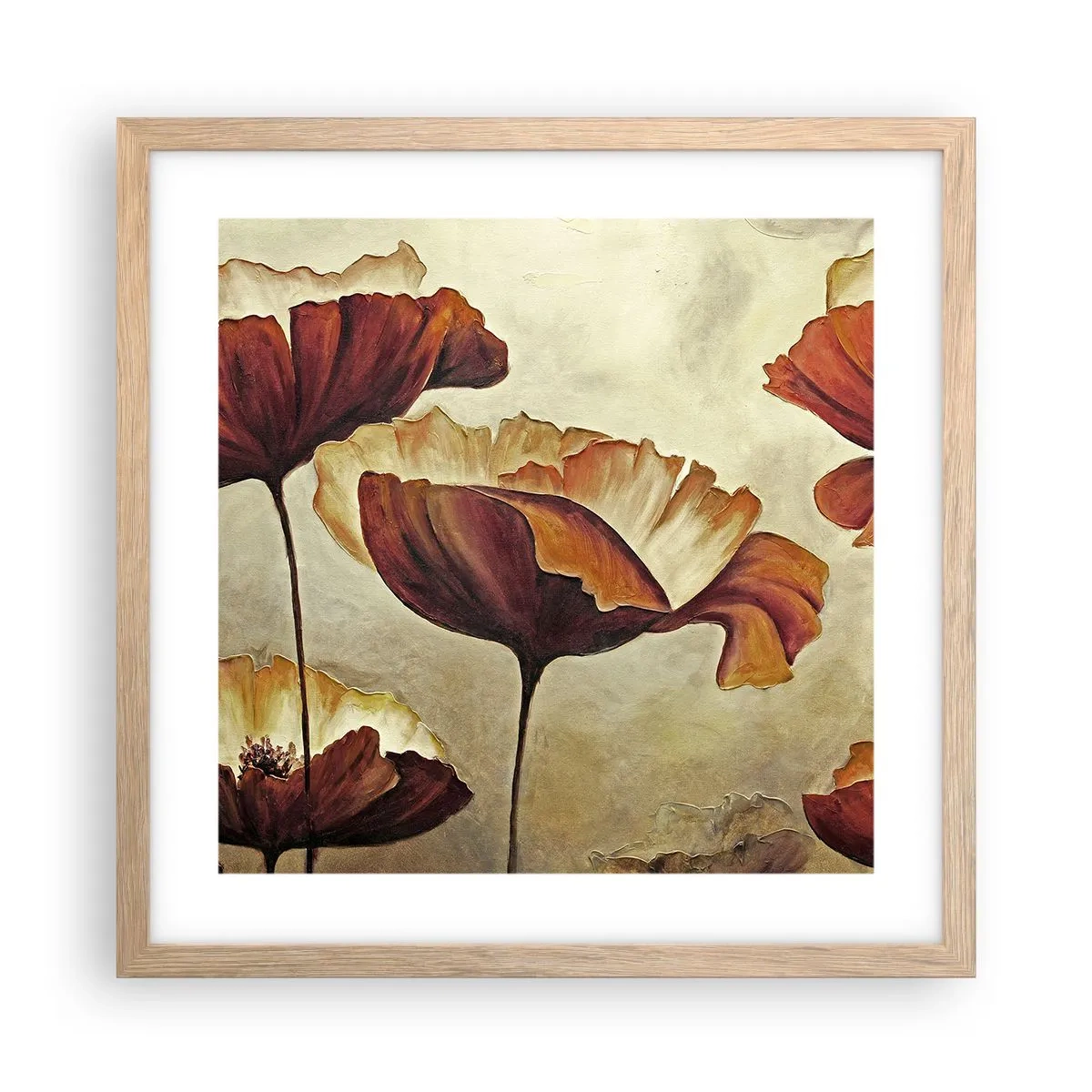 Een poster in een licht eiken lijst - Golvend weiland - 40x40 cm