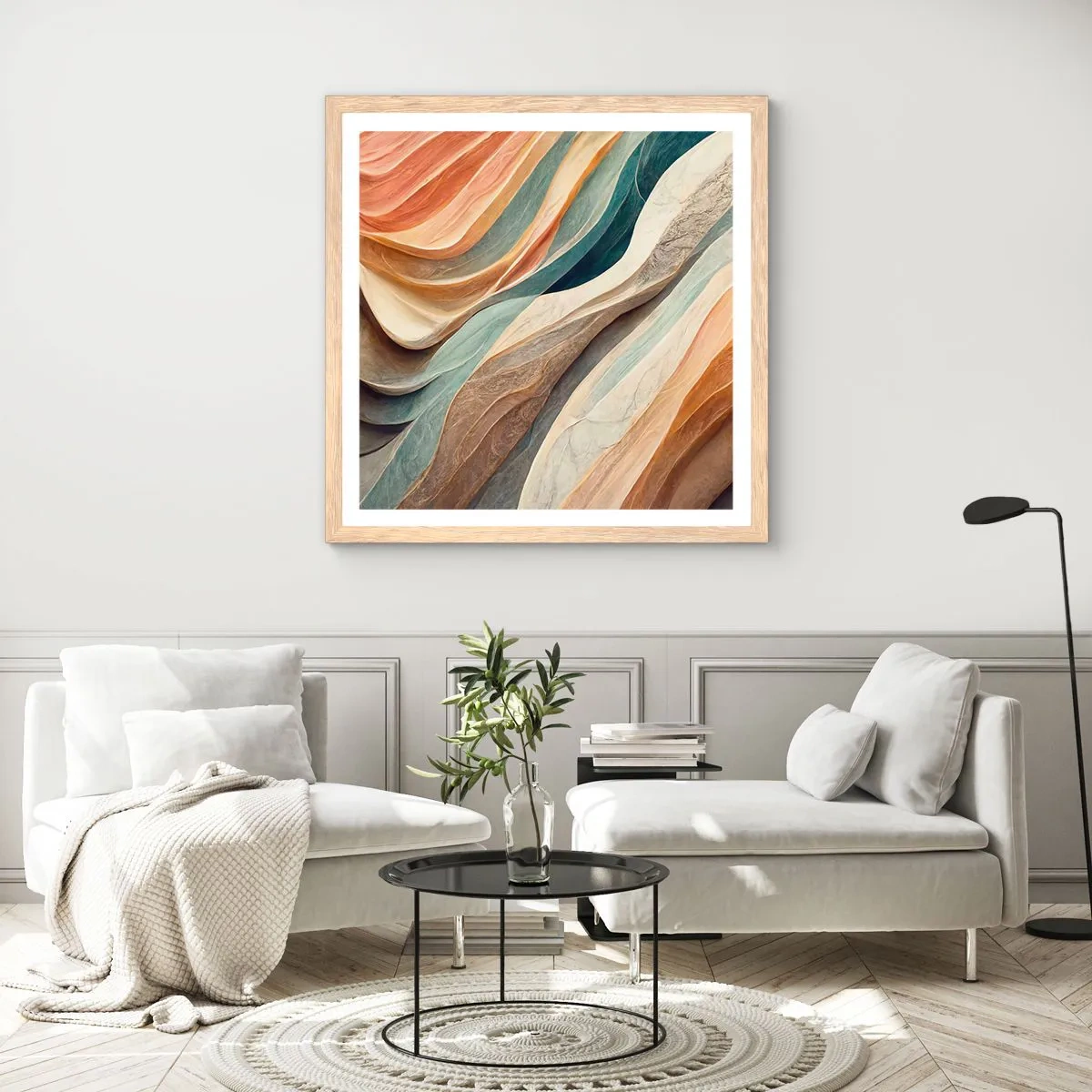 Een poster in een licht eiken lijst - Het moment vóór de verandering - 60x60 cm