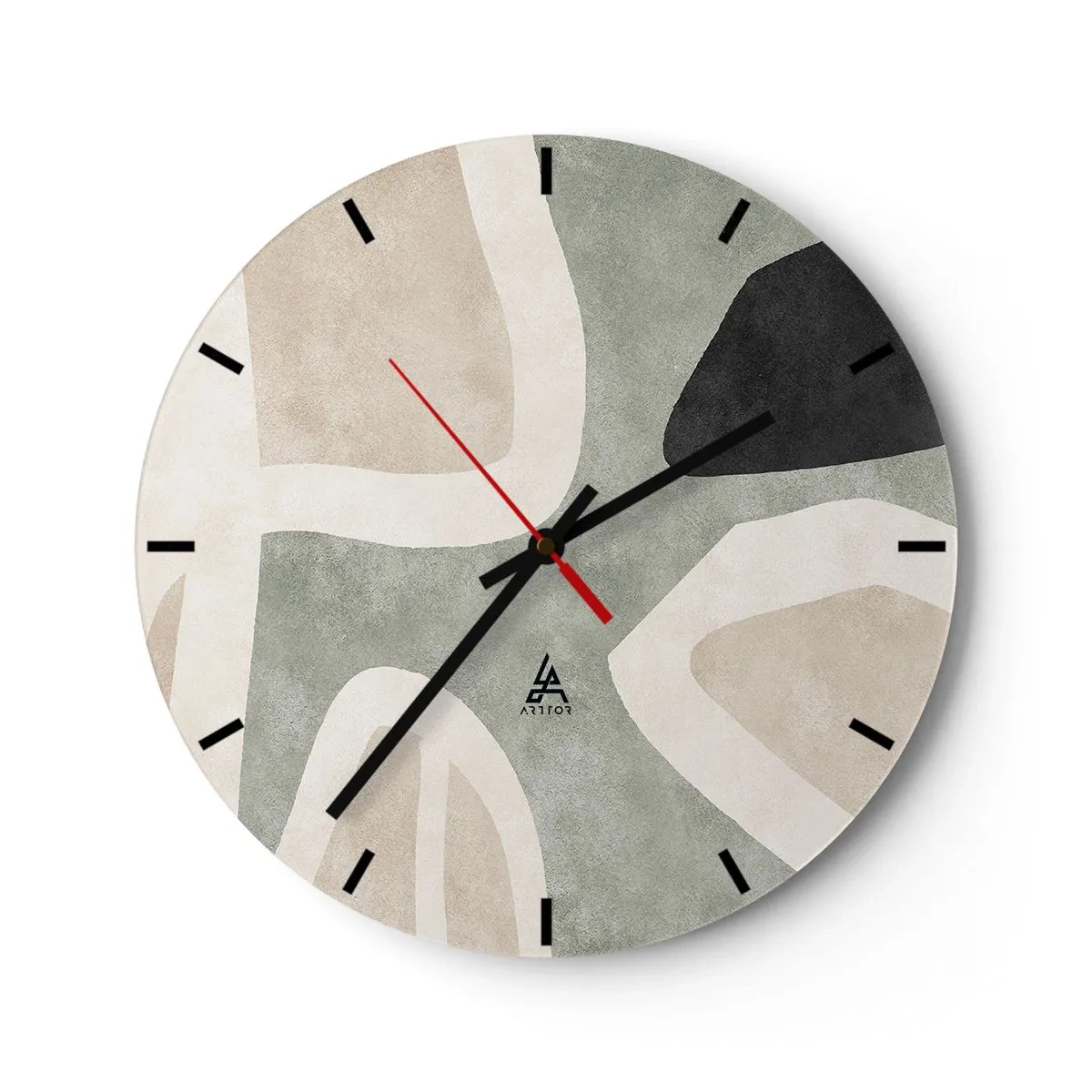 Wandklok - Klok - Compositie met een zwart motief - 40x40 cm