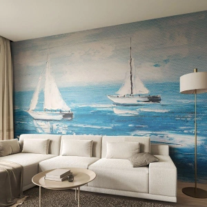 Zelfklevend Fotobehang Deluxe Sticker - Met een vriend aan mijn zijde - Landschap, Zeilboten, Nautisch - 100x70 cm