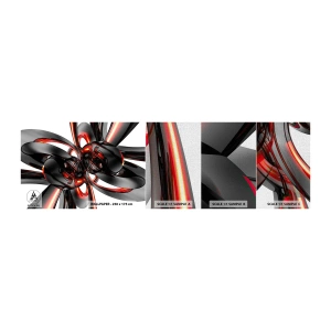 Fotobehang Monster Premium Canvas - Beweging in grafiet en rood - Abstractie, 3D, Deel - 100x30 cm