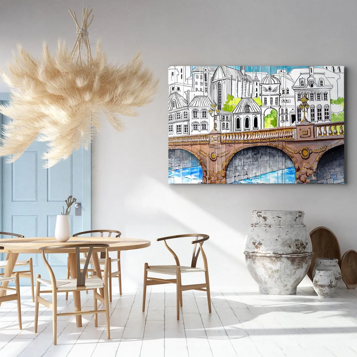 Schilderen op canvas - De stad als geschilderd - 120x80 cm