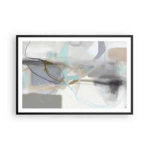 Poster in een zwarte lijst - Mistige abstractie - 91x61 cm
