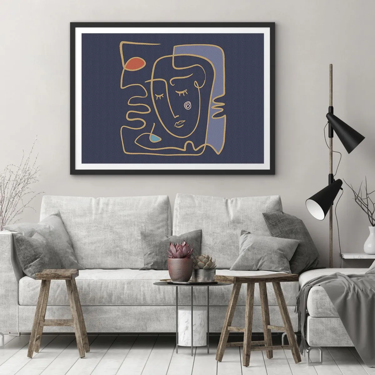 Poster in een zwarte lijst - In nadenken - 91x61 cm