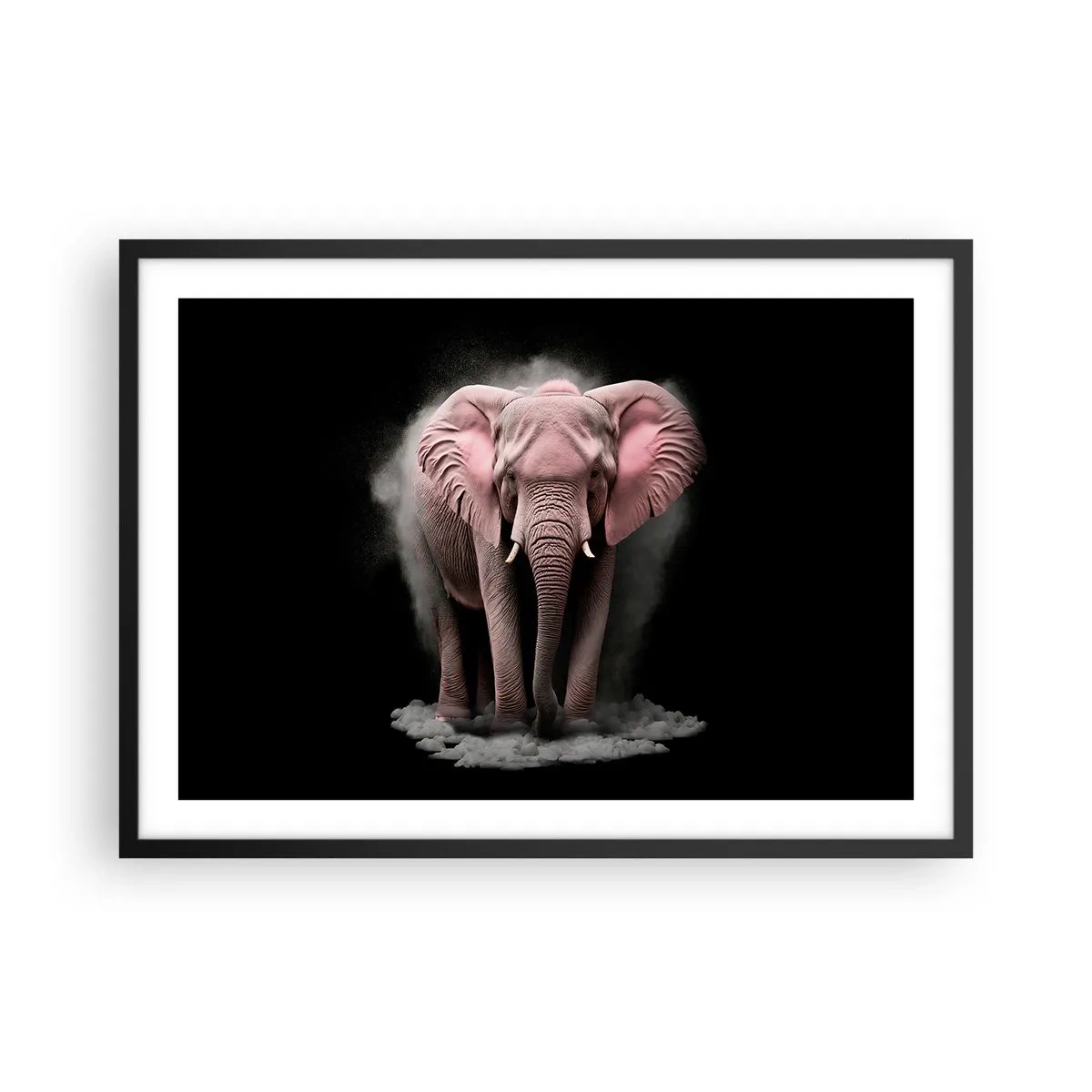 Poster in een zwarte lijst - Denk niet aan een roze olifant! - 70x50 cm