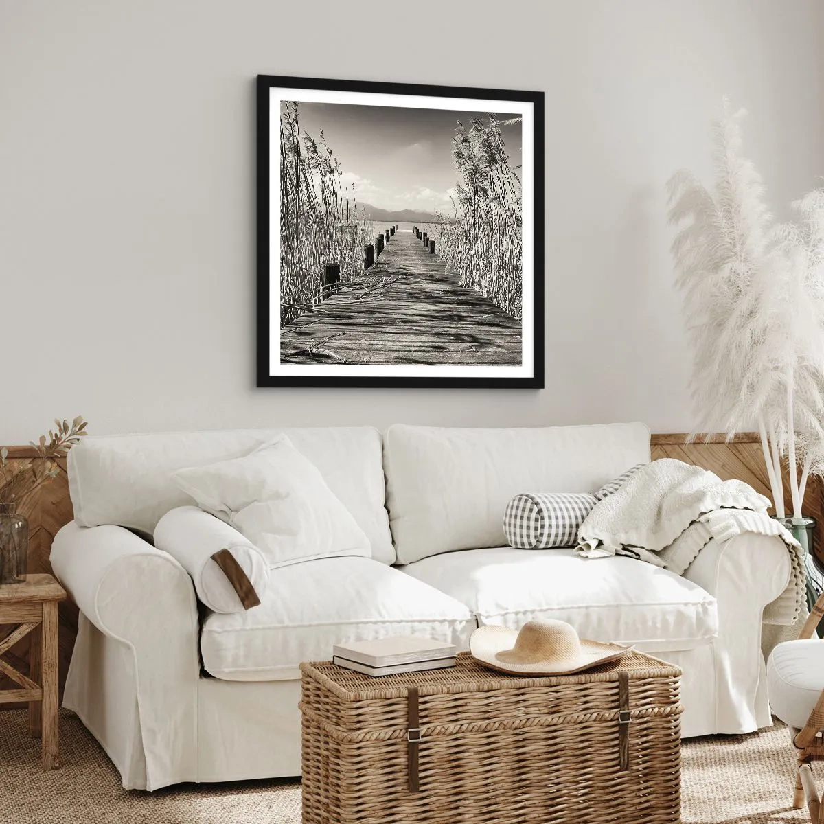 Poster in een zwarte lijst - In de stilte van het gras - 40x40 cm