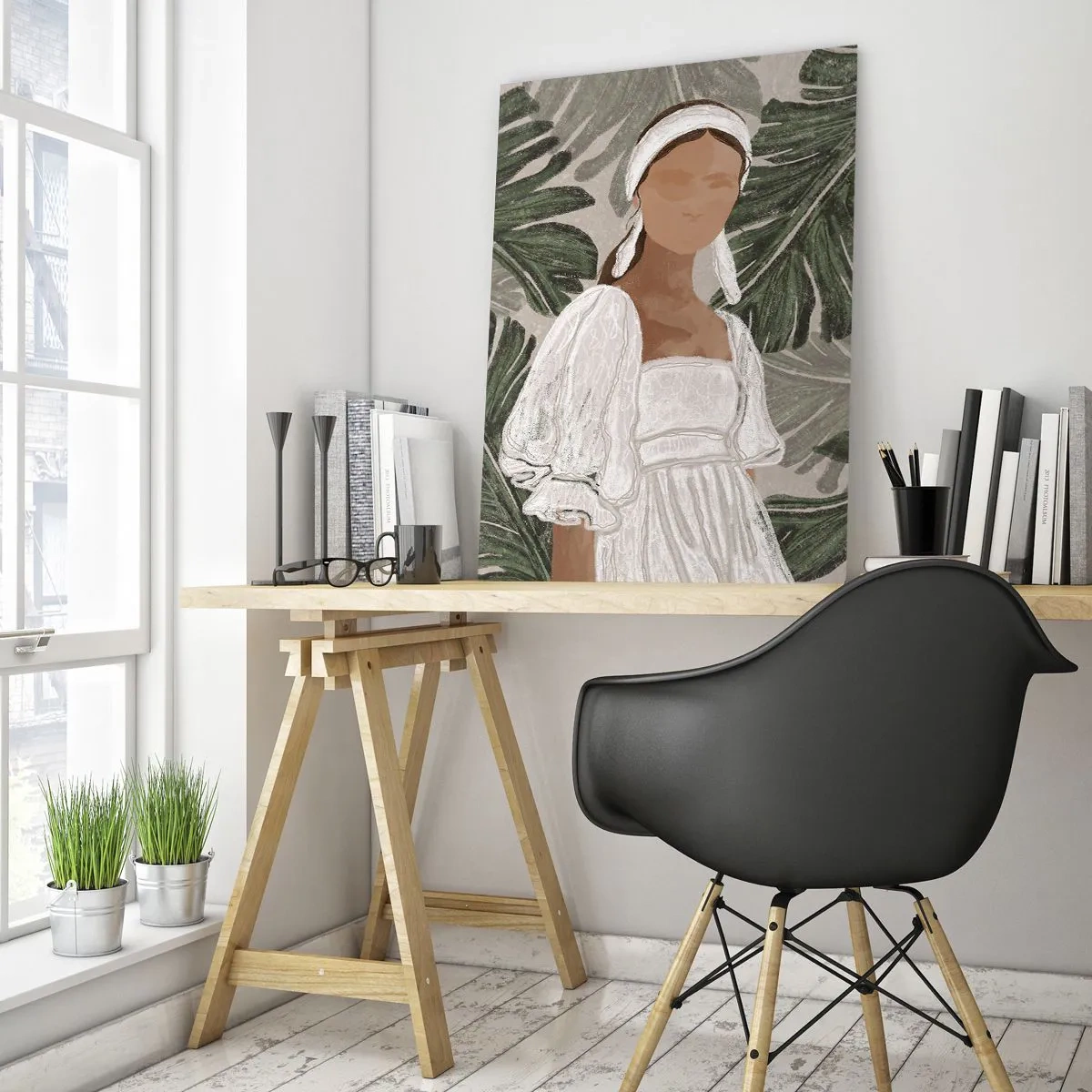 Schilderen op glas - Exotisch portret - 50x70 cm