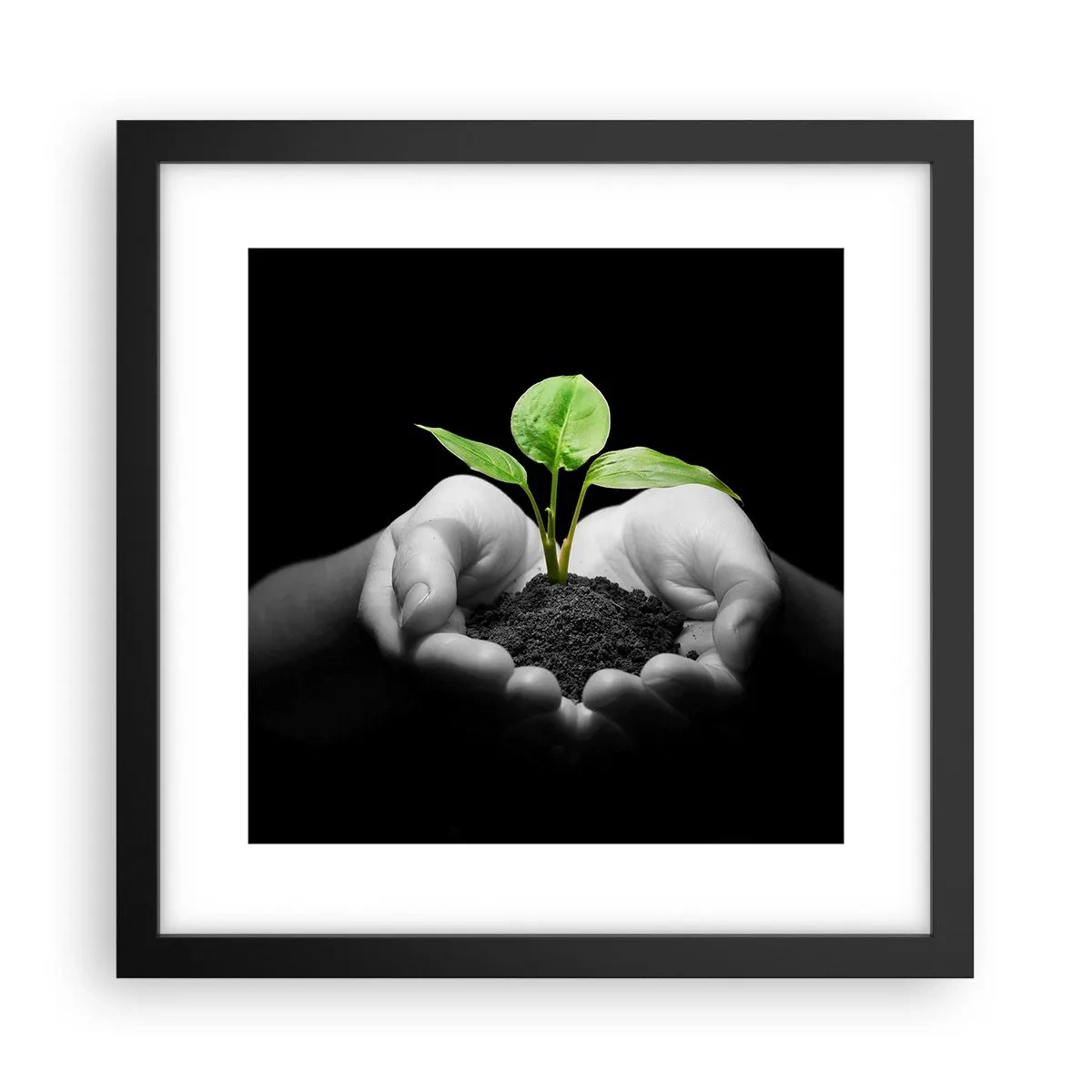Poster in een zwarte lijst - Ik hou van de natuur, ik bescherm haar - 30x30 cm