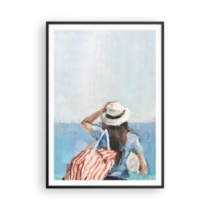 Poster in een zwarte lijst - Welkom bij je vakantie - 70x100 cm