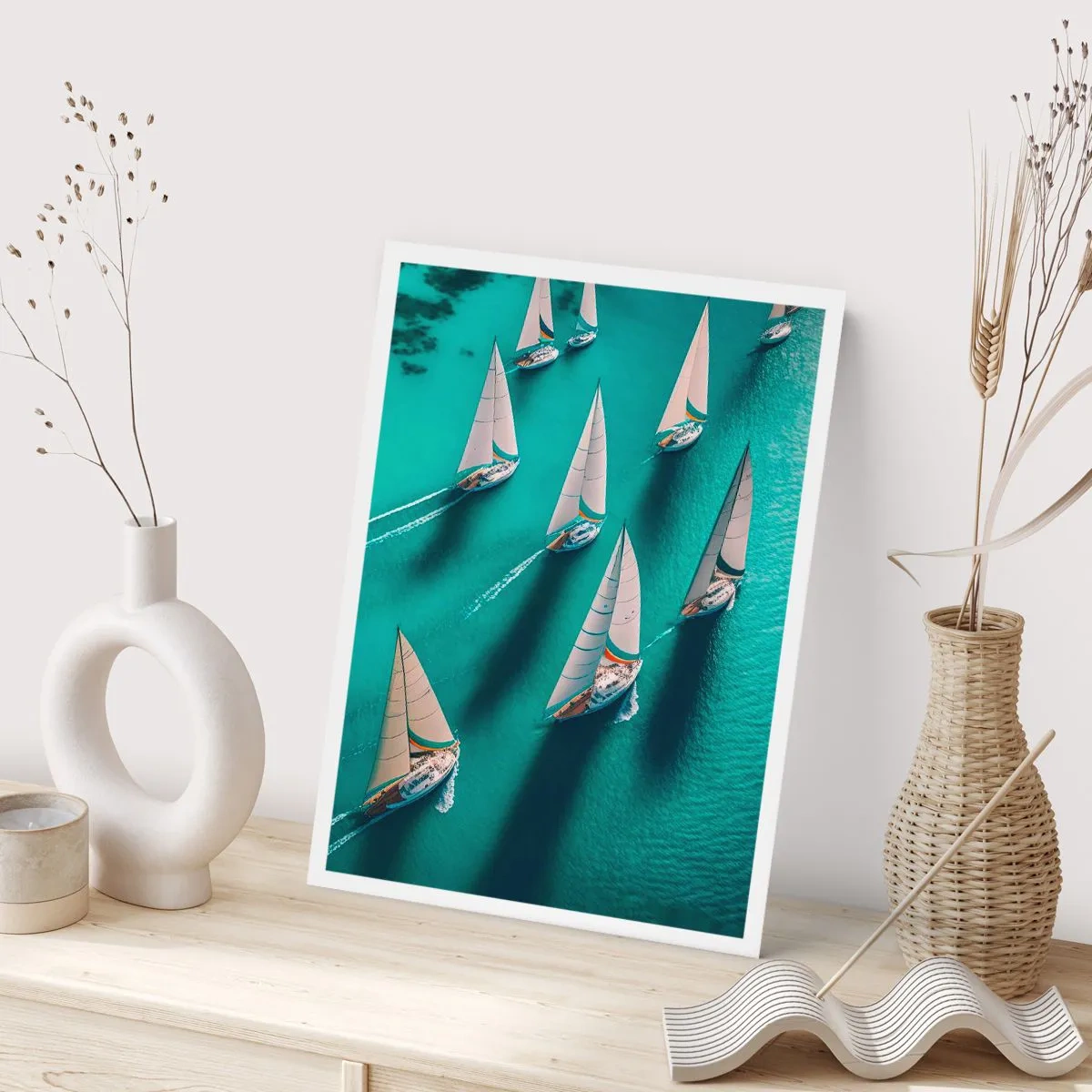 Poster - In een wedstrijd met de wind - 61x91 cm